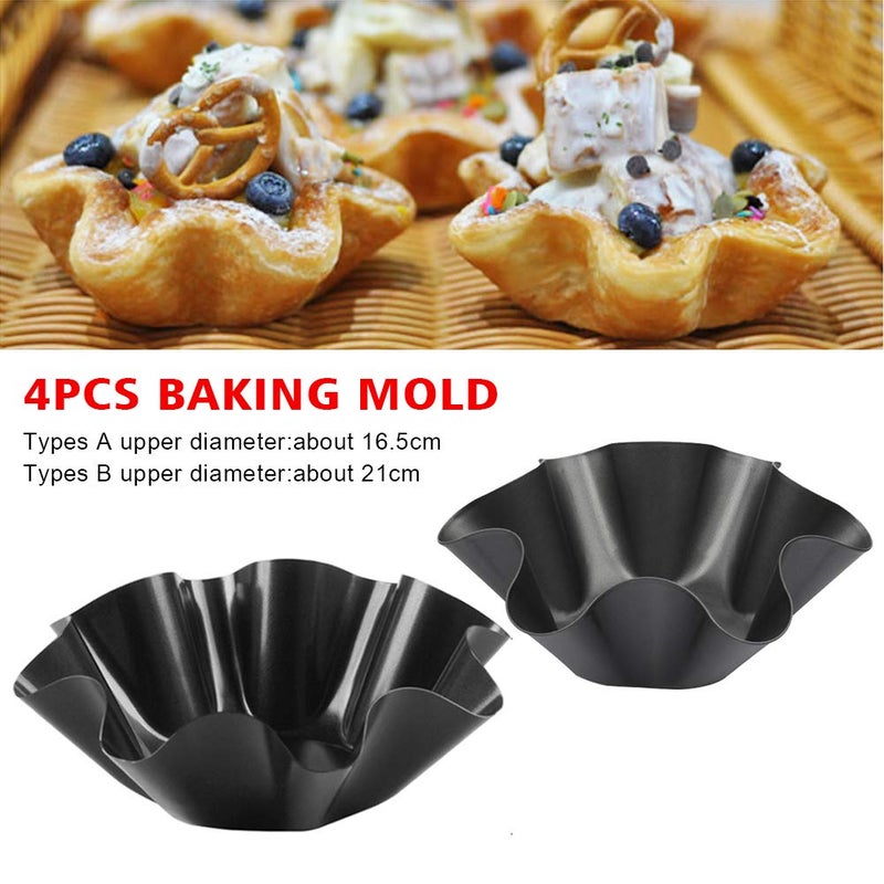 Woopower Non-Stick Fluted Tortilla Shell Maker Extra Thick Steel Taco Salad Bowl Pans, Non-Stick Carbon Steel, Set of 4 Tostada Bakers - Image 5
